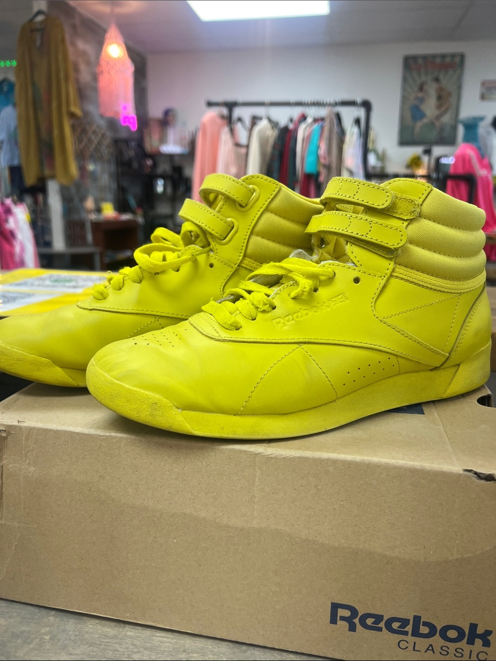 Reebok Women's High-Top Sneakers in Bright Yellow